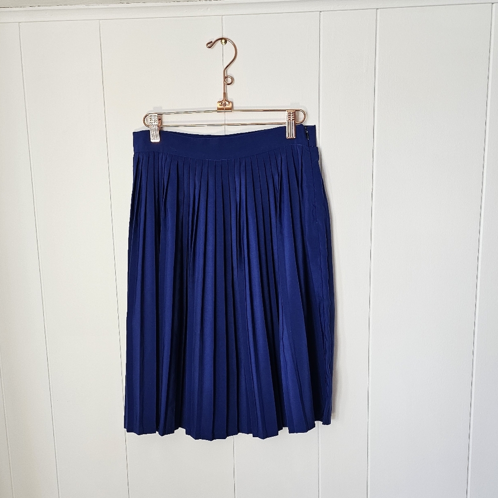 American Apparel Cobalt Blue Pleated A Line Skirt Made in USA